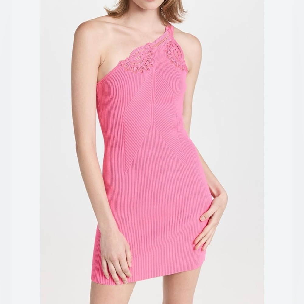 Self-portrait Pink One-Shoulder Bodycon Dress medium euc